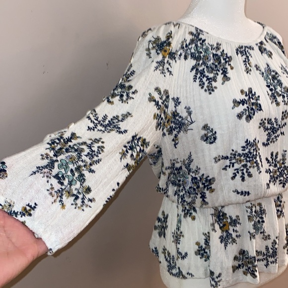 Lucky Brand Floral Open Shoulder Blouse - Picture 3 of 16
